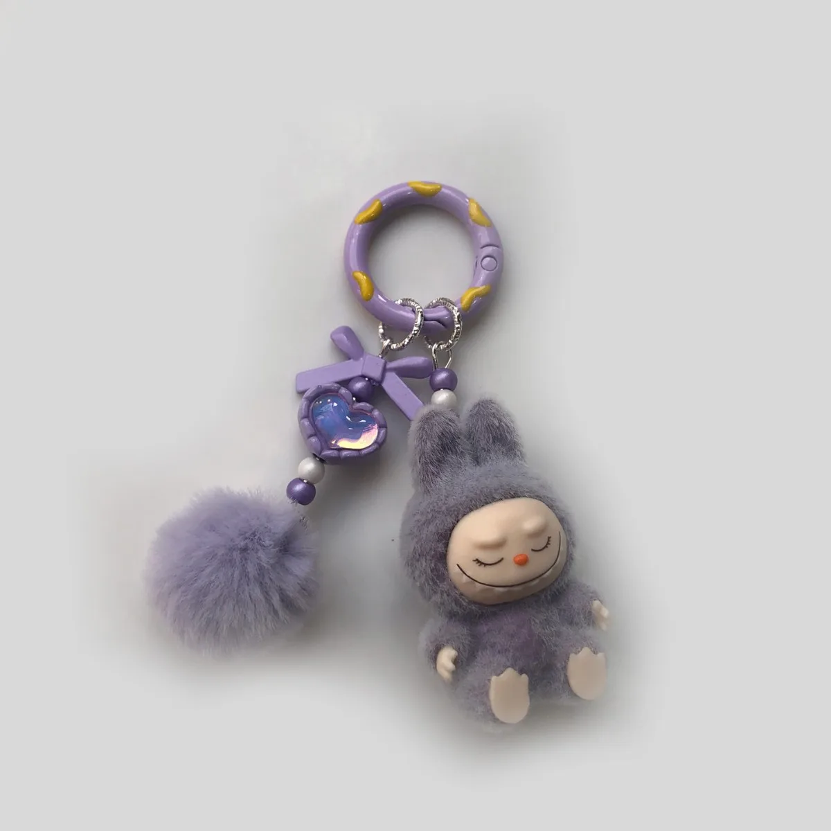 Kawaii Labubu porte-clés dessin animé créatif poupée tridimensionnelle étudiants cartable pendentif voiture porte-clés femmes et hommes cadeaux tendance