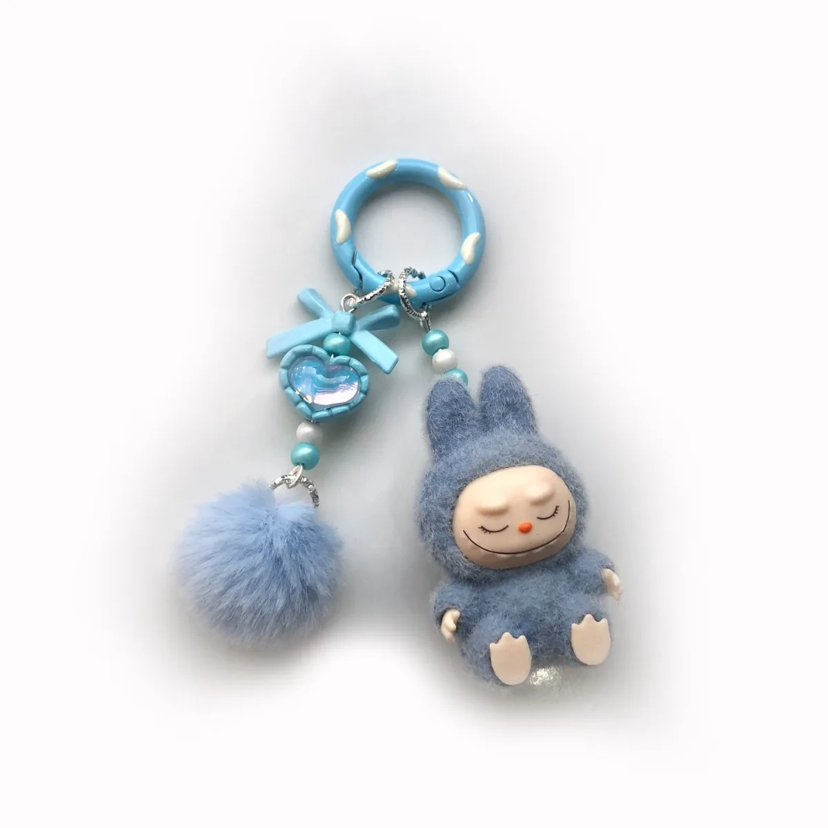 Kawaii Labubu porte-clés dessin animé créatif poupée tridimensionnelle étudiants cartable pendentif voiture porte-clés femmes et hommes cadeaux tendance
