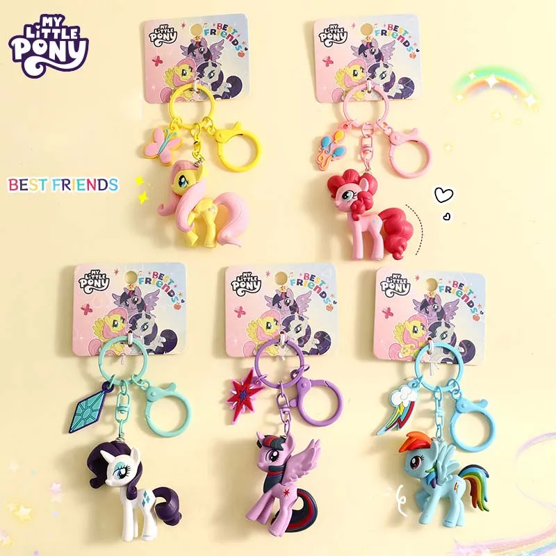 Kawaii mon petit poney porte-clés accessoires sac à dos pendentif Anime Figure jouet porte-clés poupée fille cadeau crépuscule étincelle Fluttershy