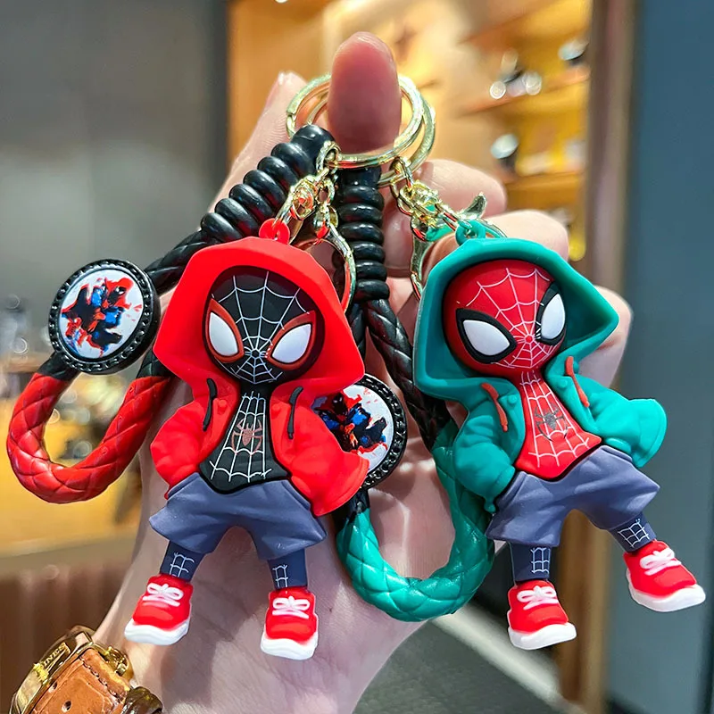 Gros Spider-Man porte-clés Spiderman figurine Anime Spider Man porte-clés sac à dos pendentif sac voiture porte-clés enfant modèle jouet